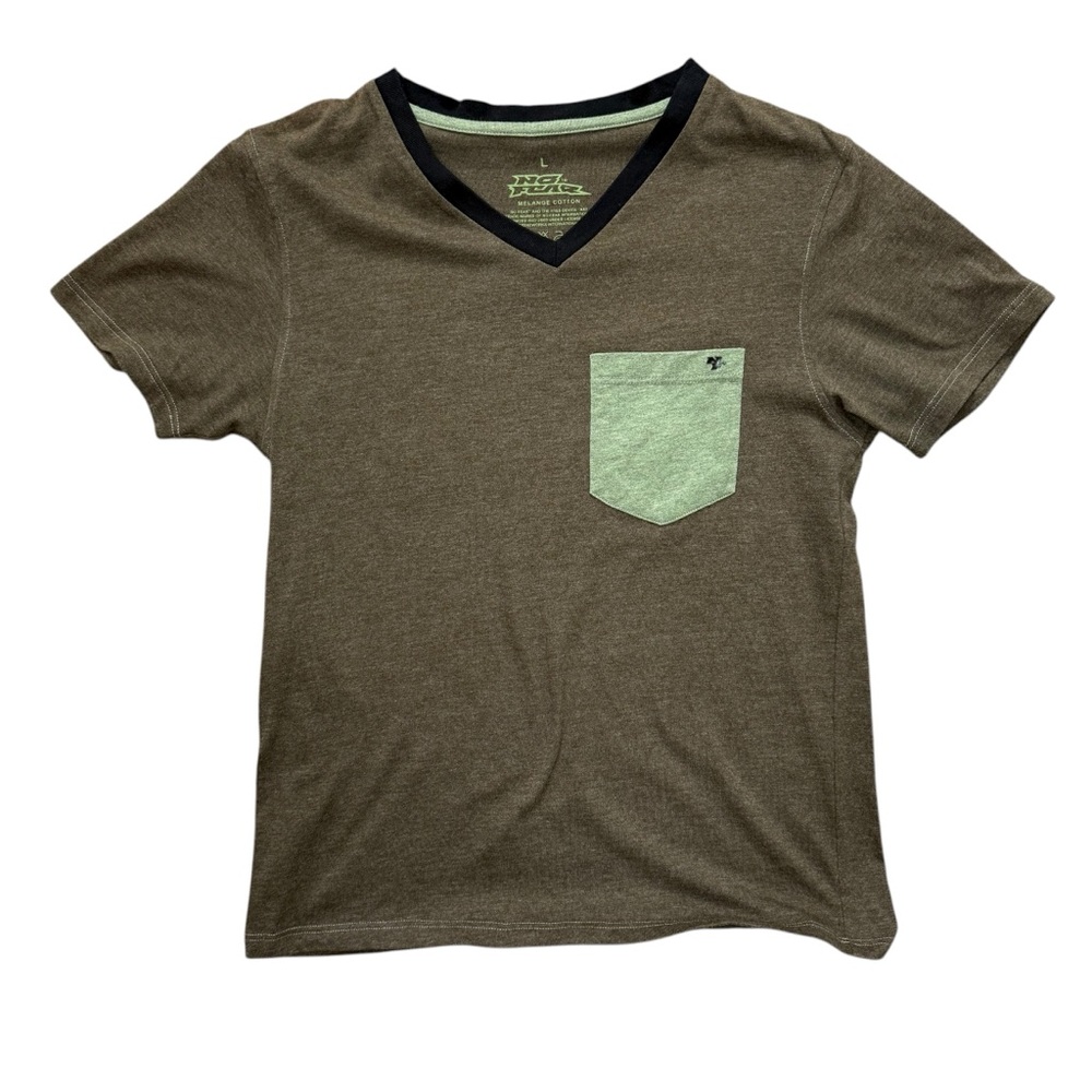 Men’s No Fear melange cotton V-neck t-shirt with a pocket size‎ large